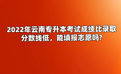 2022年云南专升本考试成绩比录取分数线低，能填报志愿吗.png