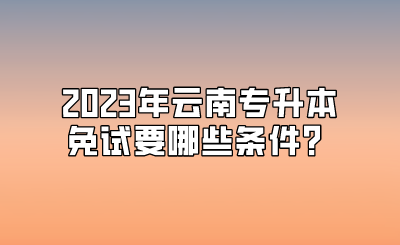 2023年云南专升本免试要哪些条件？.png