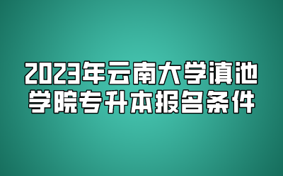 2023年云南大学滇池学院专升本报名条件
