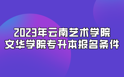 2023年云南艺术学院文华学院专升本报名条件