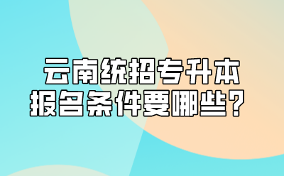 云南统招专升本报名条件