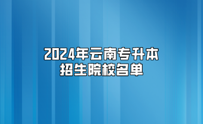 2024年云南专升本招生院校名单