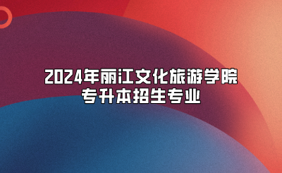 2024年丽江文化旅游学院专升本招生专业